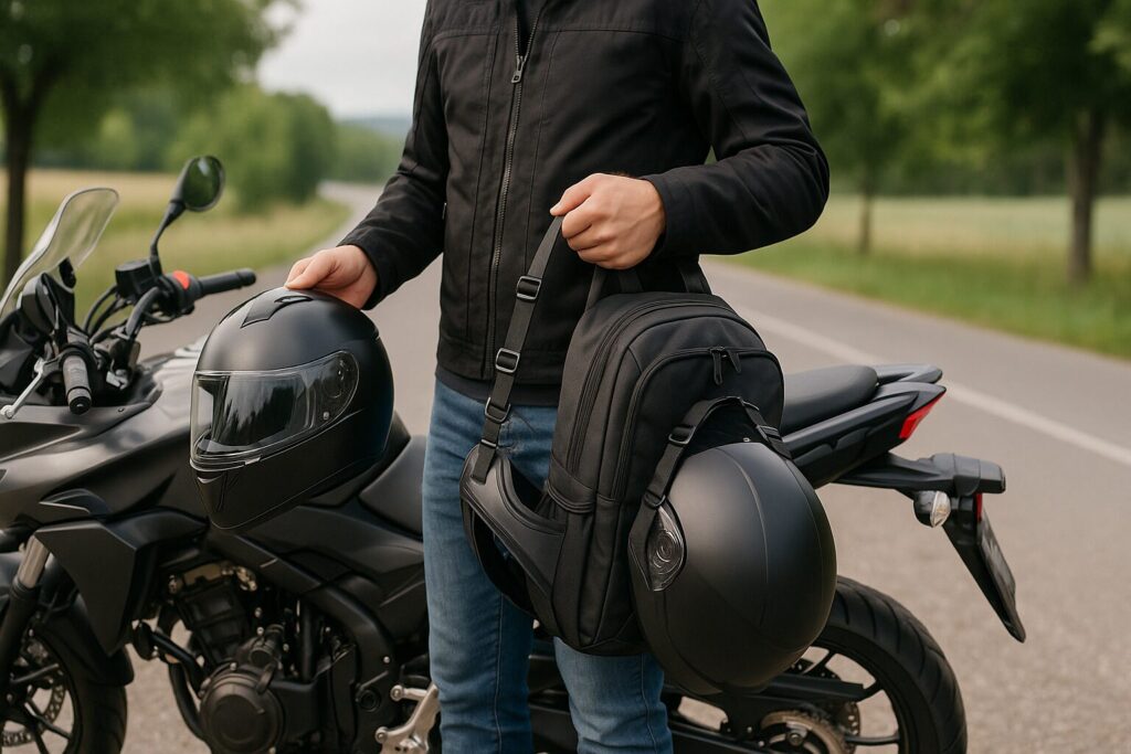 バイクのタンデム用ヘルメット持ち運びはどうする？