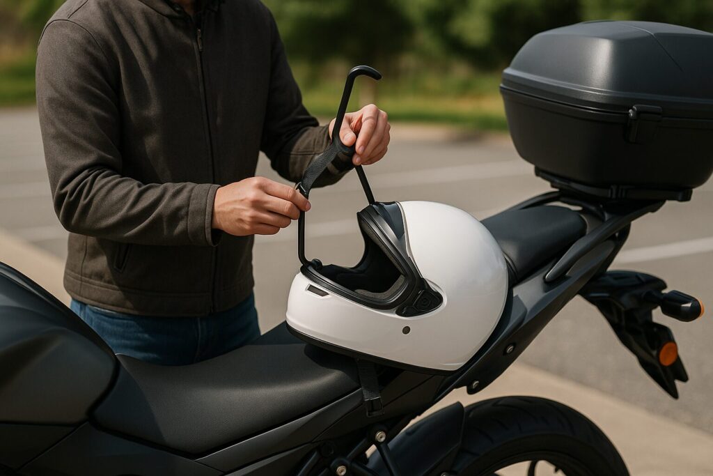 バイクのタンデム用ヘルメットの持ち運び便利術