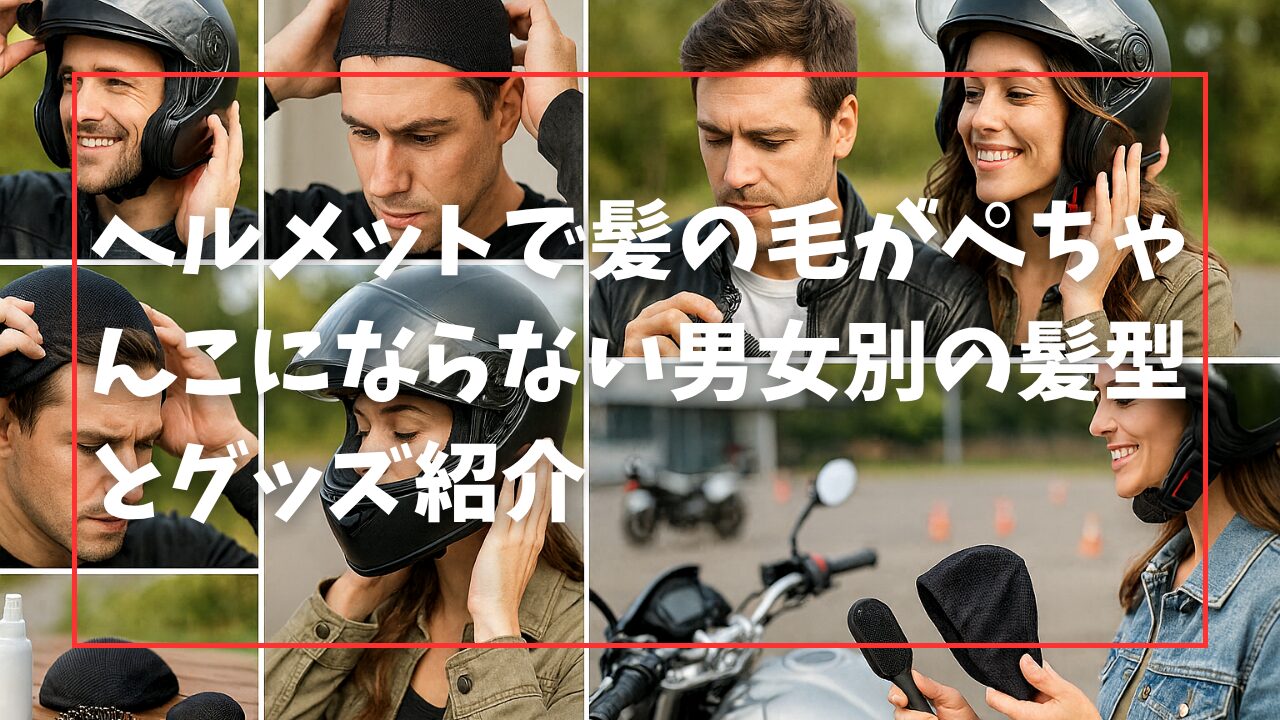 ヘルメットで髪の毛がぺちゃんこにならない男女別の髪型とグッズ紹介