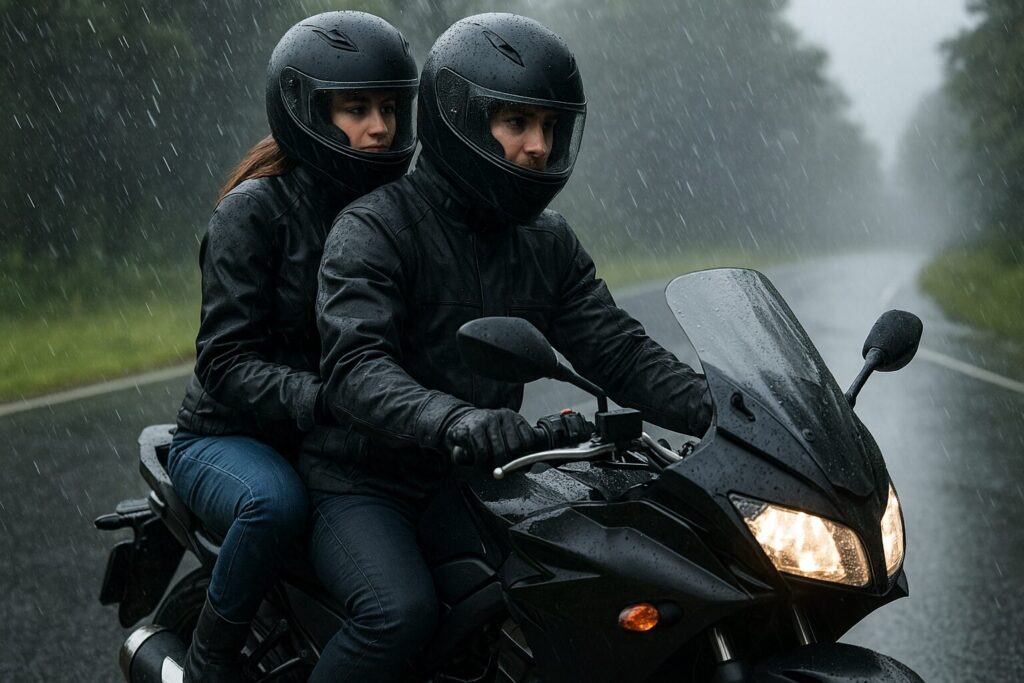 雨天時のバイク二人乗り安全対策