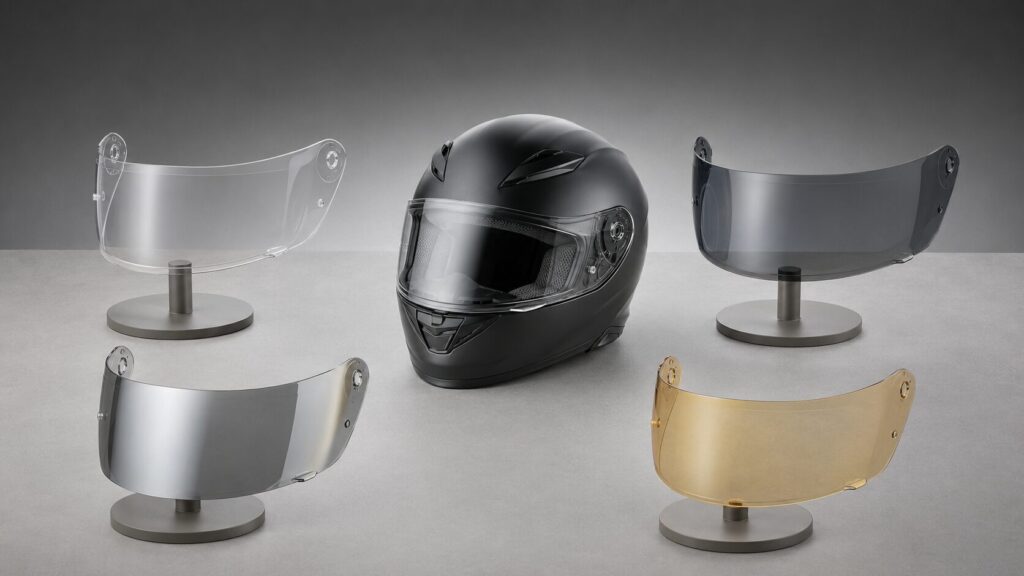 クリアやスモークなどバイクヘルメット用シールドの色比較
