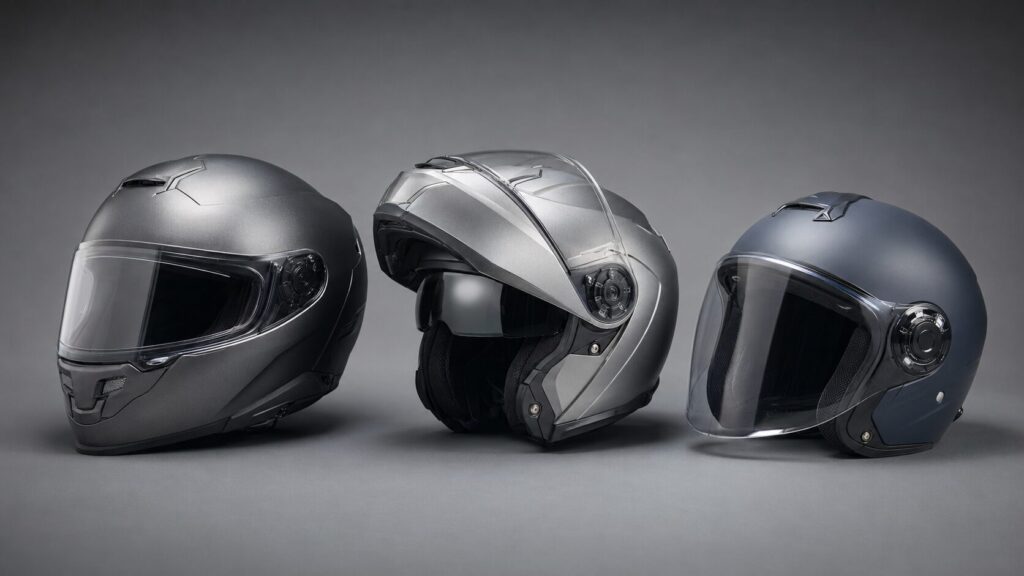 フルフェイスとシステムとジェットヘルメットの形状比較