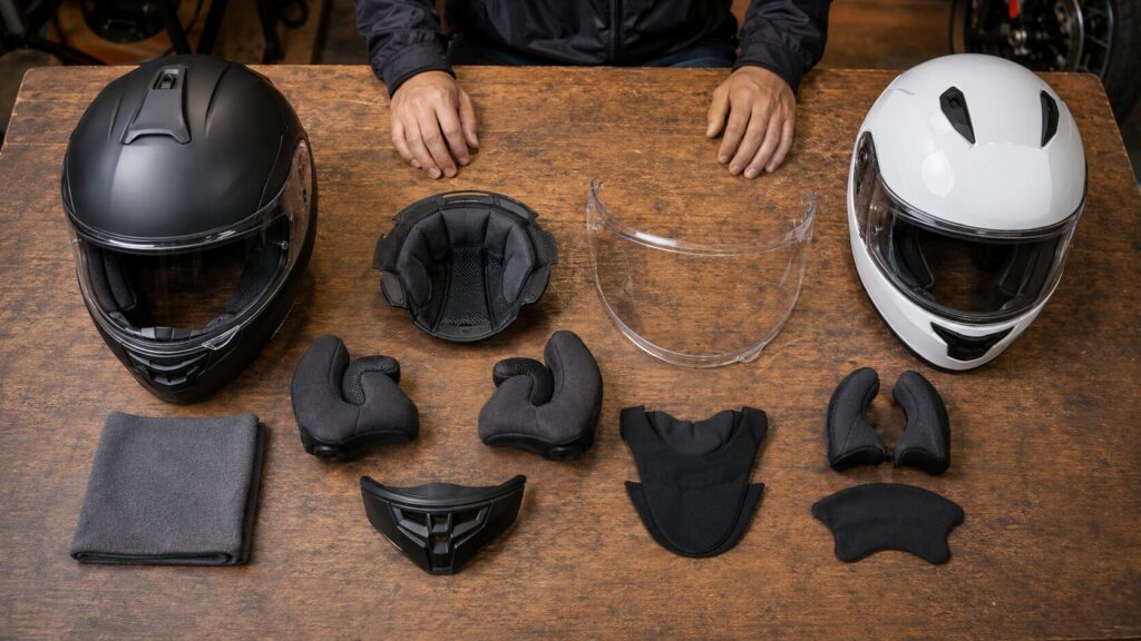 シールドや内装などヘルメット補修部品を含めた費用比較