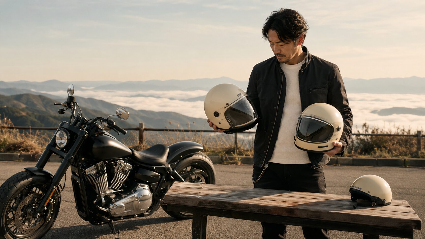 アメリカンバイクに似合うジェットとフルフェイスを比較する日本人ライダー