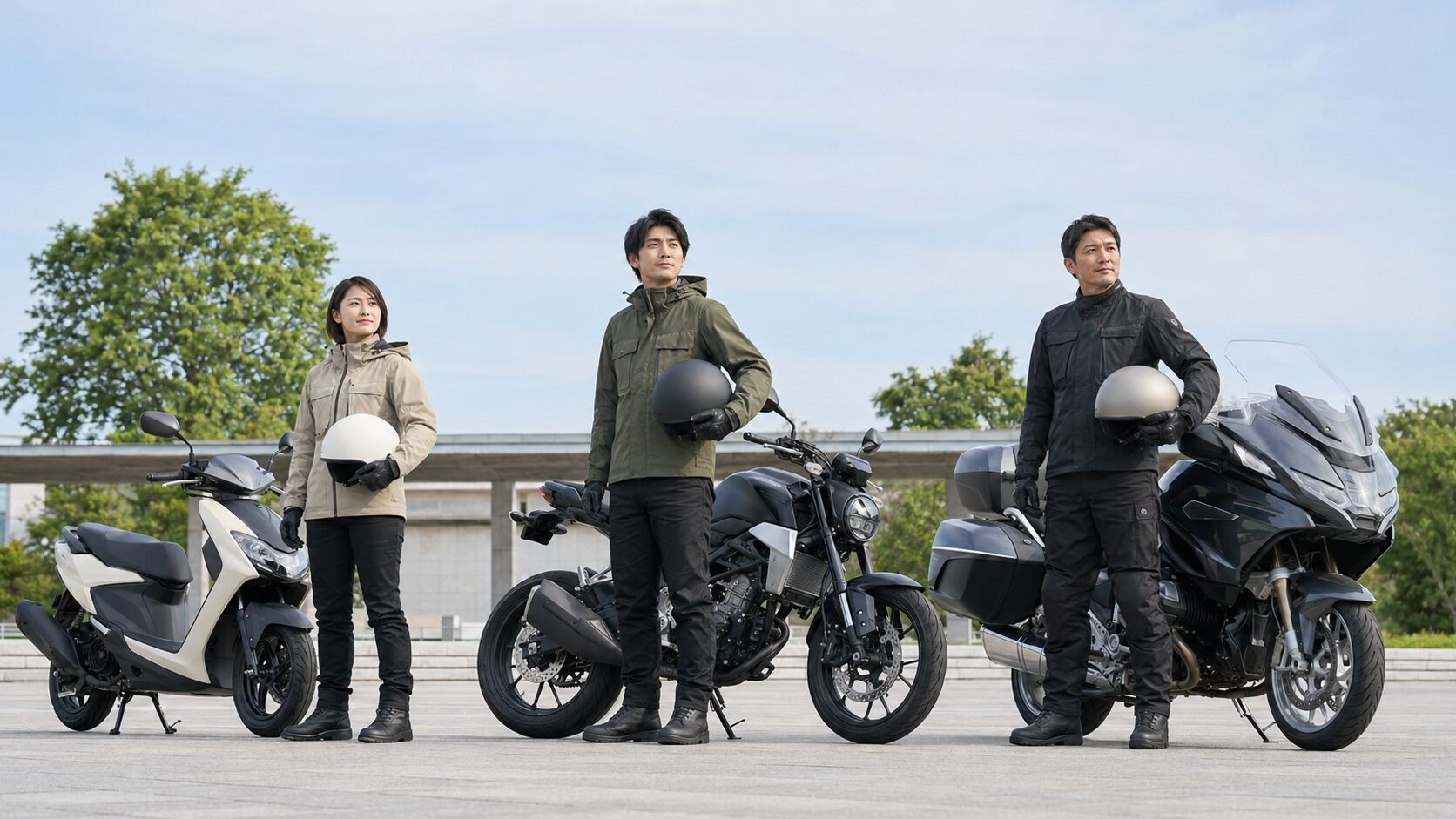 スクーターから大型ツアラーまで排気量別装備を比べる日本人ライダー