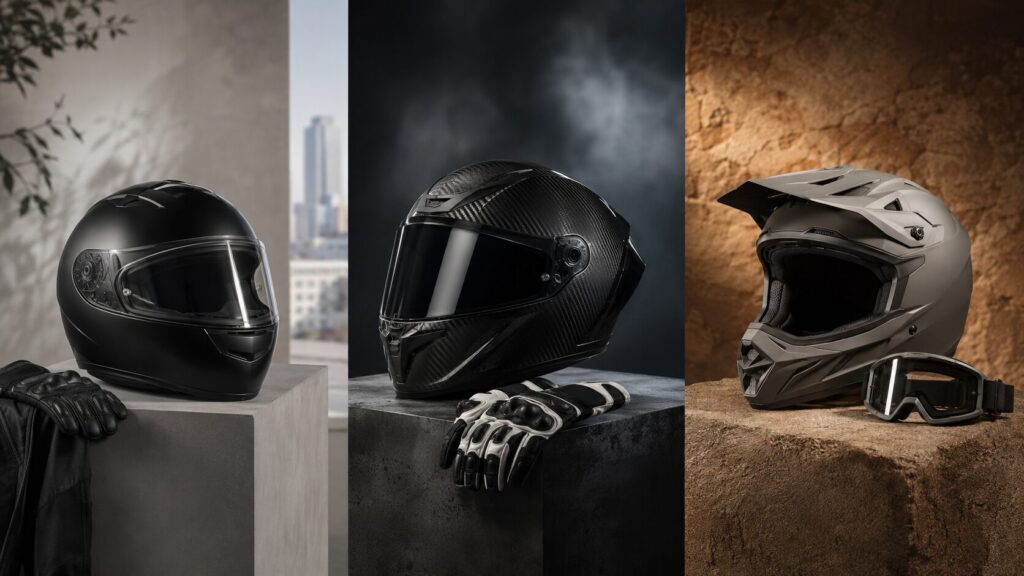公道用とサーキット用とオフロード用ヘルメットの用途比較