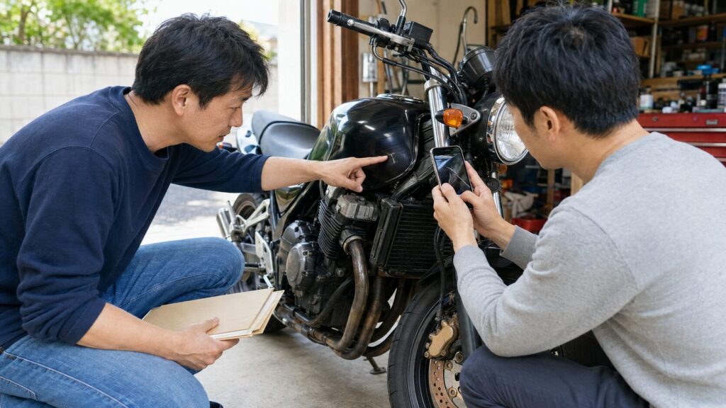 バイクの傷や整備状態を個人の買い手へ正直に説明する日本人売主