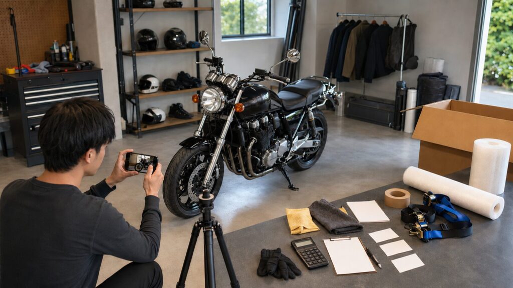 バイク個人売買の撮影や配送準備と手数料を整理する日本人出品者